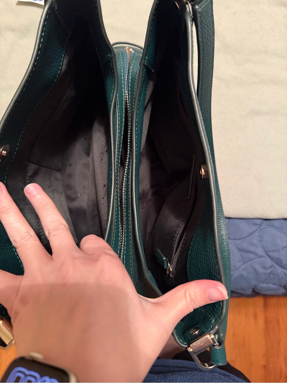 kate spade Teal Green Pebble Leather Shoulder Bag - Picture 4 of 13